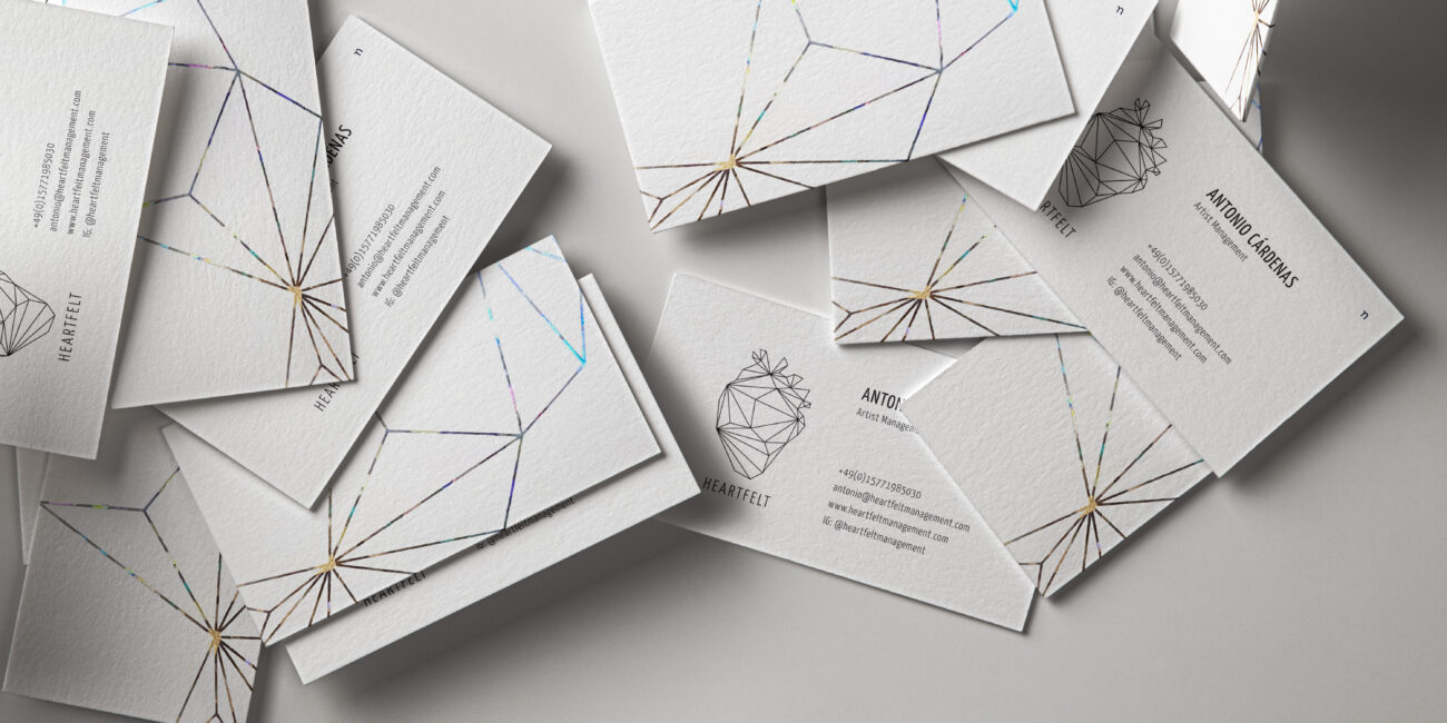 Business card design for artist management agency Heartfelt Management by Says Who Studio