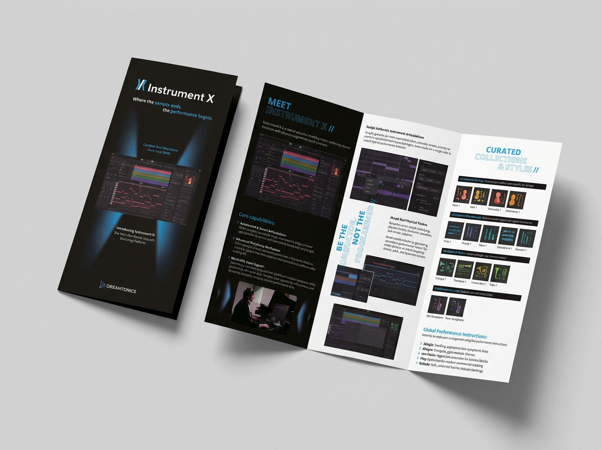 Instrument X brochure design for Dreamtonics by Says Who studio