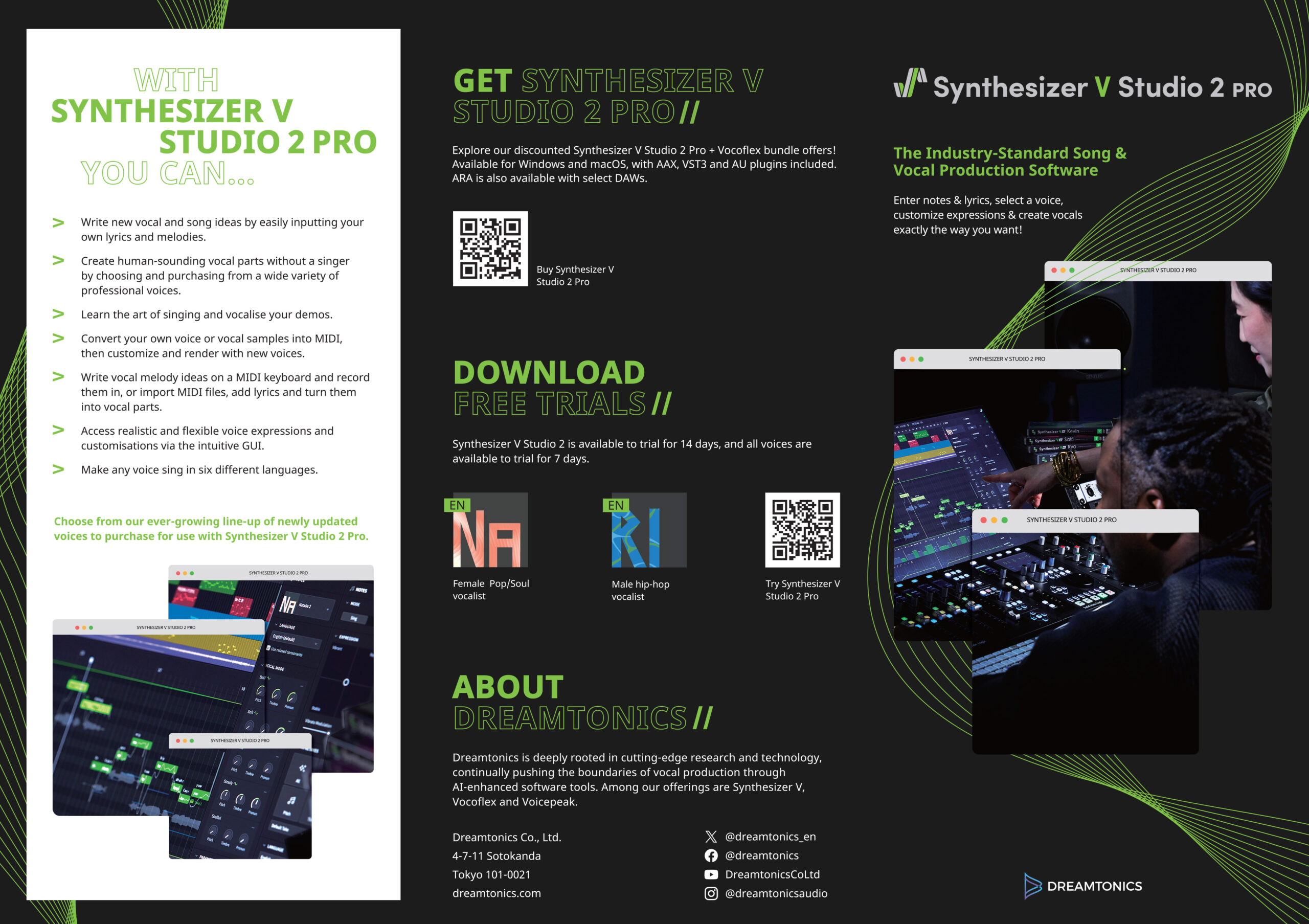 Synthesizer V Studio 2 Pro brochure design for Dreamtonics by Says Who studio