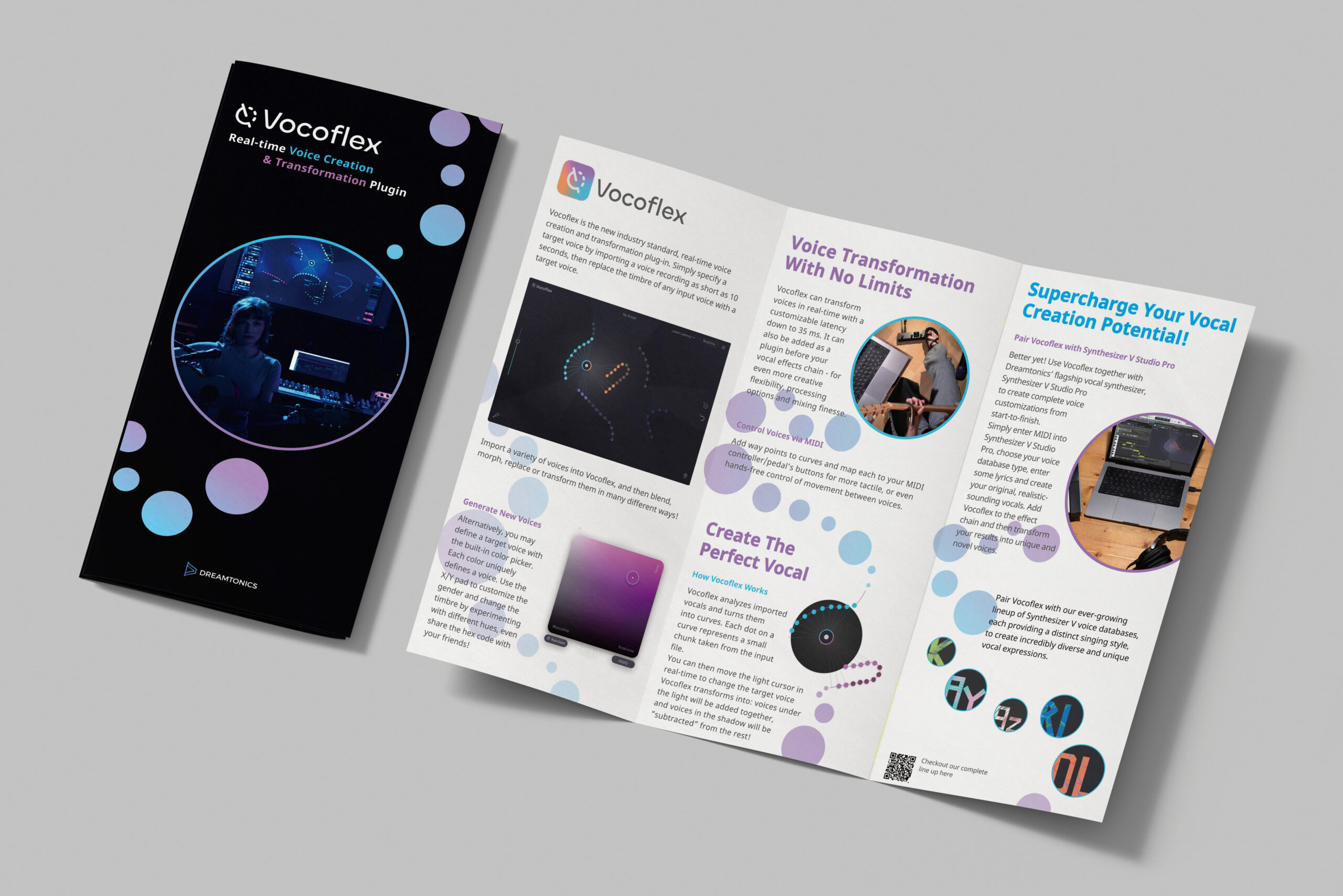 Vocoflex brochure design for Dreamtonics by Says Who studio